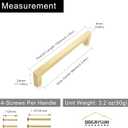 QOGRISUN 5 Pack Solid Brass Cabinet Pulls, 3-3/4 Inch Hole Center, Brushed Matte Gold Square Drawer Handles, Modern Brass Hardware for Kitchen Dresser Bathroom Cupboard Furniture