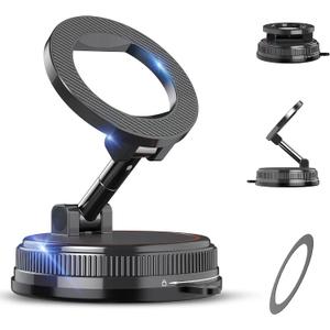 Car Phone Holder Mount, 108LBS Vacuum Suction for MagSafe Car Mount, 3000gf Magnetic 360 Adjustable Carbon Fiber Phone Holders for Your Car for iPhone 17 Pro Ma/17/16/15/14/13/12, Desk & Gym