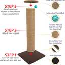 Kitty City Tall Sisal Cat Scratching Post, 32” Durable Scratcher with Sturdy Base & Hanging Jingle Toy, Easy Assembly, Furniture Protection for Indoor Cats - Brown