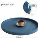 Gurfuy Round Ottoman Table Tray Round-24 - Rustic Wooden Serving Tray for Farmhouse Decorative Oversized Coffee Table Trays Living Room Kitchen Counter Breakfast Blue