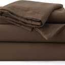 Bedsure 100% Washed Cotton Duvet Cover King Size - Brown Minimalist Bedding Set Linen Like - PureWoven Plain Simple & Soft Comforter Cover for All Seasons (Brown, King, 104"x90")