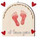 Beeveer St. Patrick's Day Baby's First DIY Footprint Art Wooden Milestone Card Keepsake Little Boo Sign Nursery Decorative Ornaments for Baby Shower Newborn Photoshoot Prop(Valentine's Day Heart)