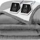Westinghouse Heated Blanket King Size, Soft Flannel to Sherpa Electric Blanket with 10 Heating Levels, 12 Hours Auto Off, Fast Heating, Machine Washable, 100 * 90, Light Grey