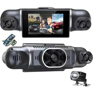 4 Channel Dash Cam, 360 Degree Panoramic Car Recorder 1080P, Dash Camera for Cars with IR NightVision, Motion Detection, Emergency Save Function, Automatic On Off