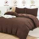 AveLom Seersucker Duvet Cover Set Queen Size (90 x 90 inches), 3 Pieces (1 Duvet Cover, 2 Pillow Cases), Brown Ultra Soft Washed Microfiber, Textured Duvet Cover with Zipper Closure, Corner Ties