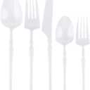Blue Sky Infinity White Plastic Dinner Forks, 384 Count Bulk Disposable Cutlery for Weddings, Parties, Catering & Events