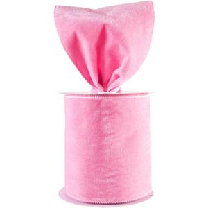 Velvet Wired Edge Ribbon, 4 Inch Width, Christmas Gift Wrapping Ribbon, Waterproof for Wreath DIY Crafts (Pink, 10 Yards)