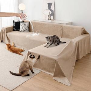 Loiion L Shaped Sectional Couch Cover - Anti Scratch Sofa Cover,2pcs Almond | Waterproof Sofa Cover, Ultra-Soft, Anti-Scratch Fabric Resists Claw Marks From Cats And Dogs (XL,110"x71"+118"x71")