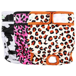 wegreeco Luxury Washable Reusable Dog Diapers (Stylish Pattern) - Female Dog Diapers, Doggie Diapers, 3 Pack (Cheetah Print, Small)