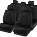 Skechers Memory Foam Car Seat Covers, Thick Cool Touch Fabric Seat Covers, car seat Protector Full Set, Airbag Compatible, Automotive Comfort Protection for Most Cars, Vans, Trucks, SUV, Black