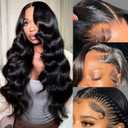 MAKATI 30 Inch 13x6 Body Wave Lace Front Wigs Human Hair 200 Density HD Transparent Lace Front Wigs for Black Women Glueless Frontal Wigs Human Hair Pre Plucked