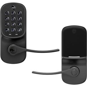 Yale Assure Lever Entry Door Handle with Wi-Fi Connected Physical Keypad, Black Suede Smart Door Lock with Handle, Back-Up Key, YRL216-WF1-BSP