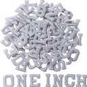 1 inch Iron on Letter Patches 78 Pieces, A-Z Embroidered Alphabet Patches for Clothing Jackets Hats Backpacks Jeans White