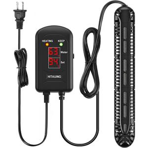 HiTauing Aquarium Heater, 500W Fish Tank Heater with LED Digital Display & 5 Safety Protection, Submersible Aquarium Heater with 2 Suction Cup and 8.2Ft Cord for 75-120 Gallon Fish Tank.