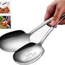 Extra Large Serving Spoons Set,18/8 Stainless Steel Slotted Spoon and Serving Spoon,9.8 Inch Buffet Spoons Set,Tabletop Flatware Utensil (2pack)