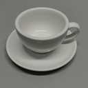 Coffeezone Cappuccino Barista Cup and Saucer Latte Art & Americano, New Bone China Coffee Shop Use (Glossy White, 8.5 oz)