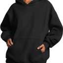 Trendy Queen Womens Oversized Hoodies Fleece Sweatshirts Sweaters Spring Outfits 2025 Pullover Fall Winter Clothes (Large, Black)