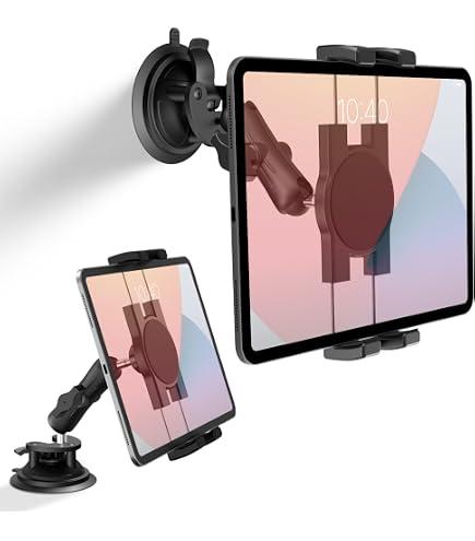 Truck Vacuum Suction Cup Windshield Tablet Mount, Dashboard Heavy Duty 360° Rotation Tablet Holder for Car Tractor
