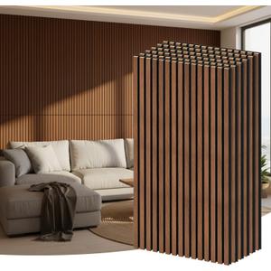 RITOLLO 6-Pack Wood Slat Wall Panels, 46.5 Sq Ft Coverage, Walnut, 47.2" X 23.6"