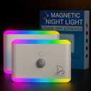 Nordmoose 2-Pack Magnetic Night Light for Cruise Ship Cabin Walls - Fun Color Changing, Dimmable Travel NightLight for Kids Room - Motion Sensor Rechargeable Light
