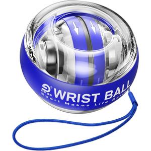 Wrist Trainer Ball Auto-Start Gyroscopic Forearm Exerciser Gyro Ball for Strengthen Arms, Fingers, Bones and Muscles (Blue Without Light)