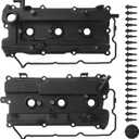 Engine Valve Cover Set with Bolts & Oil Cap & Gaskets & PCV Valve & Spark Plug Tube Seals Compatible with 2002-2009 Nissan Altima Murano Maxima Quest Infiniti I35 3.5L V6 Replace 264-984, 264-985