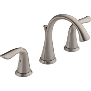 Delta Lahara Brushed Nickel Bathroom Faucet 3 Hole, 8 Inch Widespread Bathroom Sink Faucet for Vanity, Metal Push-Pop Drain Assembly, Stainless 3538-SSMPU-DST