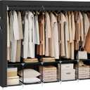 SONGMICS Portable Closet, Wardrobe Closet Organizer with Cover, 5 Hanging Rods and Shelves, 4 Side Pockets, 17.7 x 83 x 65.7 Inches, Large Capacity for Bedroom, Living Room, Ink Black URYG095B01