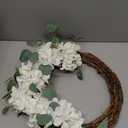 COLLECTIVE HOME - Artificial Wreath, 20" Artificial Wreath for Front Door, Spring Green Leaf for Window Wedding, Home Porch Patio Garden Decor (Grapevines Cream Hydrangeas)