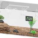 Acrylic Tarantula Enclosure, Reptile Terrarium Breeding Tank w/Temperature Hygrometer,Habitat Reptiles Feeding Box Isopod Terrarium Cage for Insect Lizard Home Office (Reptile-Tank-L(No Tray))