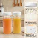 Ruckae 16oz Juice Bottles,Ribbed Glass Juicing Bottles with Lids,Smoothie Cup Lids and Straws,Water Bottle Mason Jar Drinking Glasses for Juicing,Smoothies,Kombucha (Clear-8 pack)