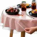 XFasten Round Plastic Table Cloth Cover 70 Inches 0.3mm Thick Waterproof Clear Plastic Tablecloth Protector, Non-Yellowing Plastic Table Cloths for Round Tables and Dining Room
