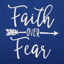 KNEYATTA Women Christian Sweatshirt Faith over Fear Shirt Christian Religious Crewneck Long Sleeve T-Shirt Deep Blue (Blue, XS)