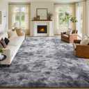FinRèc 9x12 Feet Rugs for Living Room Bedroom, Soft Grey Fluffy Area Rug, Non-Slip Solid Shag Rug for Nursery Kids Room Dorm Room Home Decor, Indoor Floor Carpet