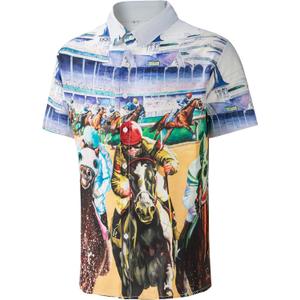 Men's Casual Button Down Shirts Regular Fit Print Short Sleeve Hawaiian Shirt for Men (Black, XL)