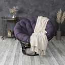 Sorra Home Tufted Papasan Cushion - Bucket & Moon Chair Comfy Round Cushion - Floor Pillow with Plush Foam for Indoor Furniture (Frame Not Included) - Dark Lilac (48" x 48" x 4")