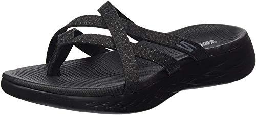 Skechers Women's On The GO 600-Dainty Flat Sandal, Black/ Gray, 5 Medium US