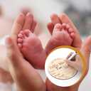 3 x Wooden Baby Announcement Sign, 5.9 Inch Hello World Newborn Birth Sign With Ink Pad Markers for Nursery Name, Birthday, Baby Showers, Photo Props