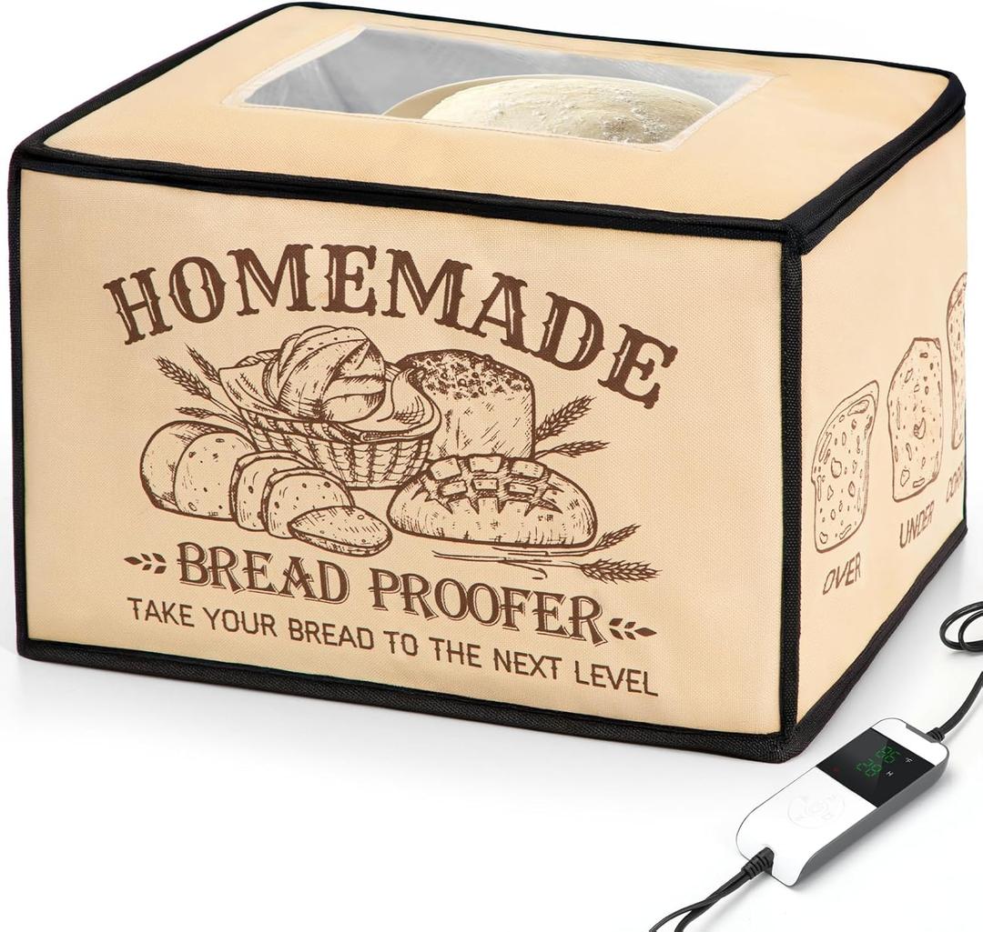 Proofing Box Bread Proofer with Heater Foldable Zippered Sourdough Basket for Making Dough Yogurt Pizza Cookie Natto Temperature Timer Controller Handmade Home Bakers Christmas Gift Idea