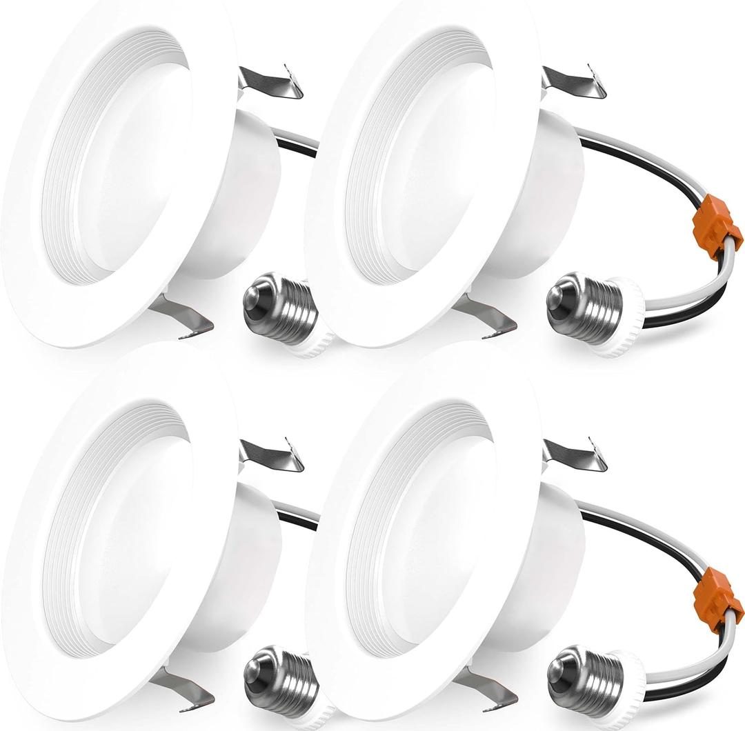 Sunco 4 Inch LED Recessed Lights, Retrofit Can Light for Ceiling, Baffle Trim, 660 LM, 11W (60W Equivalent), 3000K Warm White, Dimmable, Damp Rated ETL 4 Pack.
