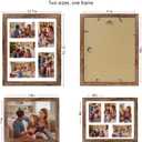 Hongkee 11x14 Picture Frame Set of 2, Rustic Brown Wood Frame with Real Glass Collage Picture Frames, Display Pictures Five 4x6 With Mat or 11 x 14 Without Mat, Photo Frames Wall Gallery