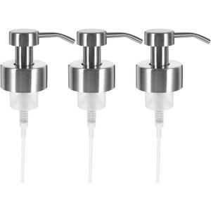 3Pcs Thread Mouth Foaming Soap Dispenser Pump Stainless Steel Replacement Lotion Shampoo Bottle Pumps for Bathroom Countertop