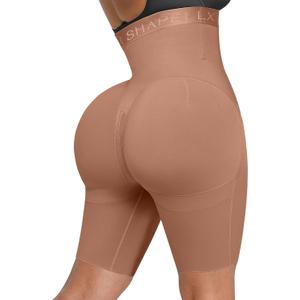 SHAPELLX Shapewear For Women Tummy Control High Waisted Body Shaper Shorts Butt Lifting Shapewear Higher Power Panties (Large, A4-light Brown)