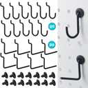 Pegboard J Hooks Accessories - 40 Set Peg Board L and J Type Hooks Fit 1/4 Pegboards - Metal Heavy Duty Small Racking Hangers Utility Tool Organizers for Kitchen Garage Workshop Craft Office (Black)