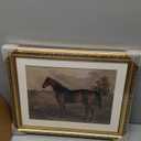 ARPEOTCY Vintage Gold Framed Horse Wall Art, Bedroom Bathroom Living Room Classic Horse Picture Wall Decor, Canvas Prints, Antique Picture Frame Rustic Paintings Home Farmhouse Decor, 13x16 Inch