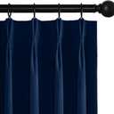 RYB HOME Navy Blue Pinch Pleated Velvet Blackout Curtains, Thermal Insulated Pinch Pleat Drapes with Hooks, Luxury Privacy Window Panels for Living Room Bedroom, 40" W x 96" L, 2 Panels Set