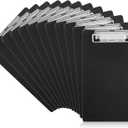12 Pack Clipboards with Pen Holder 8.5x12.4 Black Clip Board Plastic Standard A4 Letter Size Hanging Clipboards for Classroom, Students, Kid, Woman, Office & School Supply