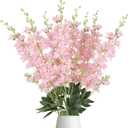 8PCS Delphinium Artificial Flowers 33.5'' Larkspur Silk Flowers Tall Pink Long Stem Artificial Flowers for Wedding Table Centerpieces Home Garden Decor(Light Pink)