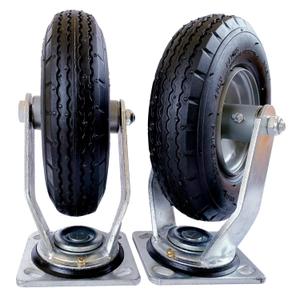 2-Swivel 8" Pneumatic Caster with zinc top Plate 360 Degree RotationBlack Rubber Wheel - Capacity 700 lbs.