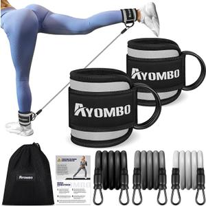 Ayombo Ankle Resistance Bands with Cuffs, Home Gym Workout Equipment, Lifting Glute Butt Exercise Equipment for Women, Ankle Weights Fitness Set, Leg Booty Equipment for Training Perfect Body Shape